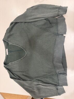 We The Free Women's Long Sleeve Washed Green Thermal Pullover